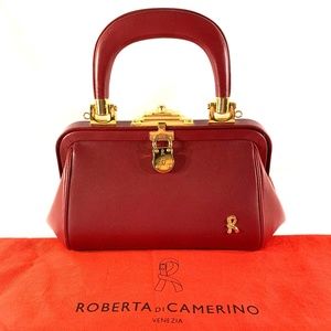 Genuine Roberta diCamerino Red Leather Bagonghi Handbag Designer Satchel Mini